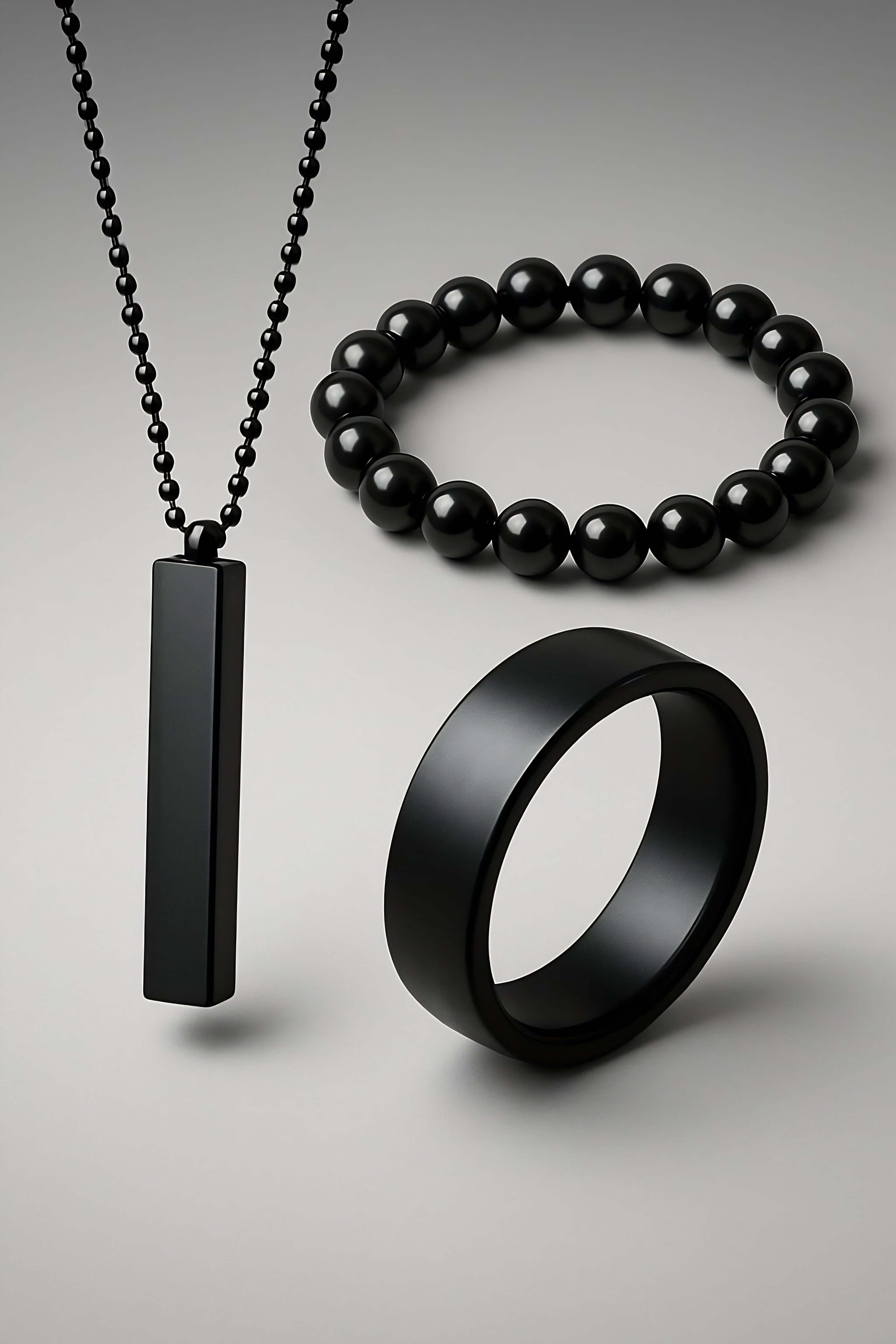Men's 3-Piece Stainless Steel Black Jewelry Set - Premium Urban Style Main View