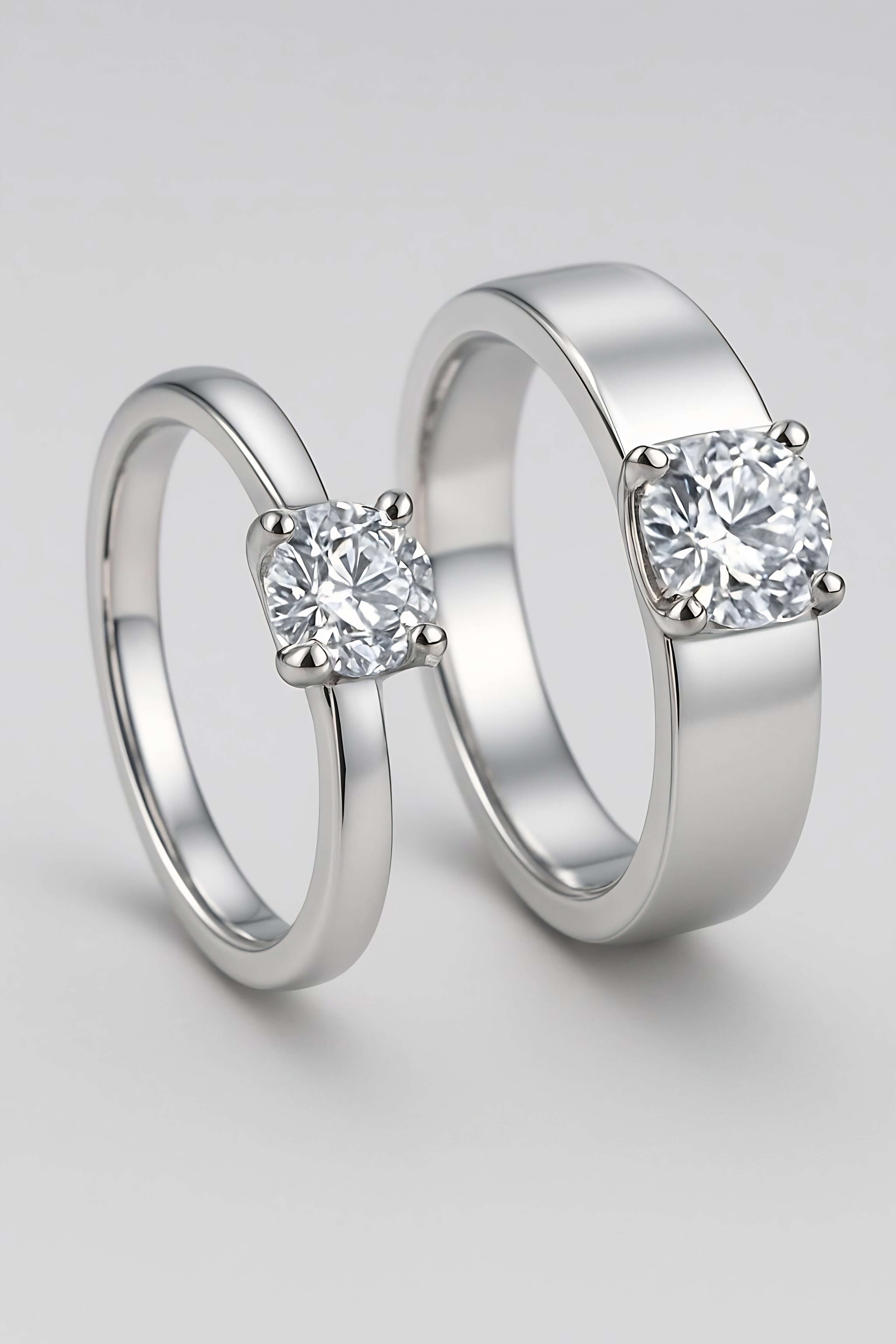 Lightweight and Hypoallergenic Charm Couple's Ring Set Display