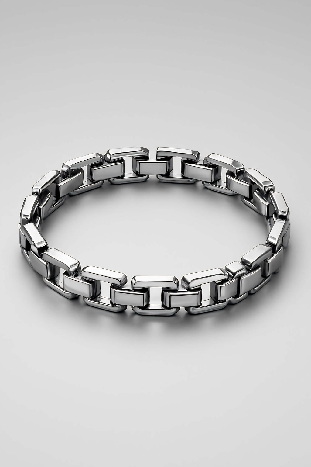Men's Silver Chain Bracelet - Luxury Stainless Steel Jewelry Front View