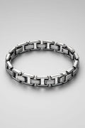 Men's Silver Chain Bracelet - Luxury Stainless Steel Jewelry Front View