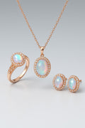 Rose Gold Gemstone Jewelry Set for Women – Luxury Pendant & Earrings Main View