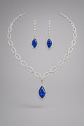 Blue Diamond Necklace and Earrings Set for Pakistani Women – Elegant Set Main View