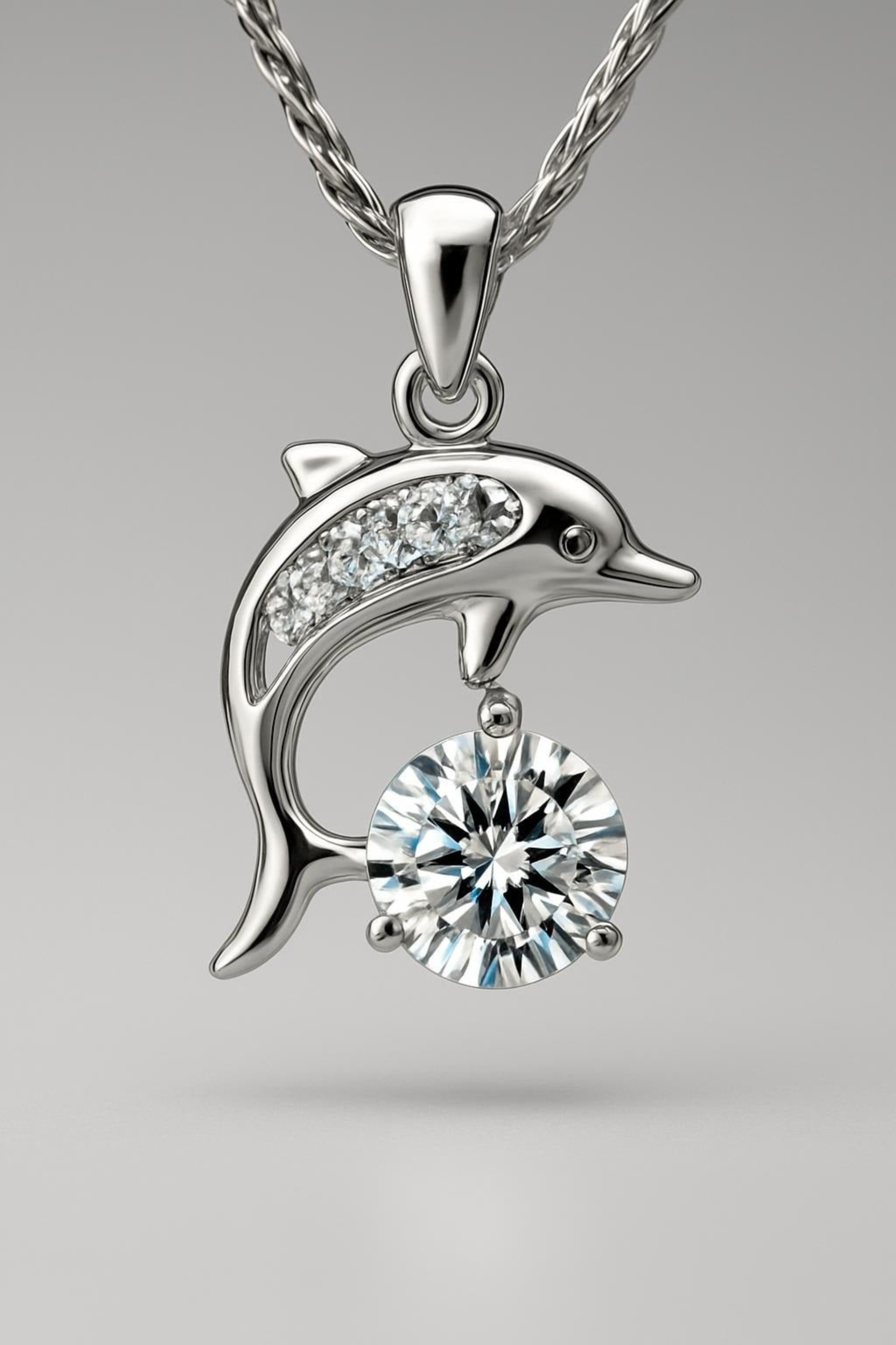 Silver Plated Dolphin Necklace for Women – Perfect Valentine Gift Main View