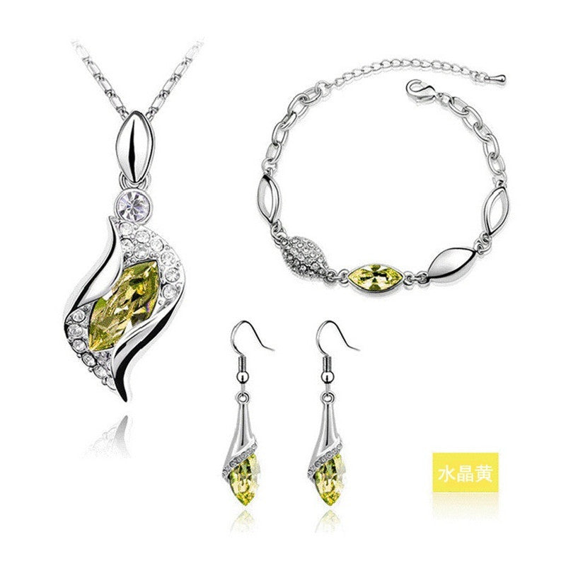 Blue Crystal Jewelry Set - Handcrafted Artisan Prongs for Maximum Crystal Protection