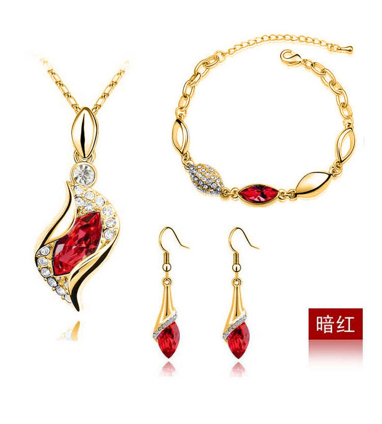 Blue Crystal Jewelry Set - Premium LED Lighted Presentation Gift Box Pack